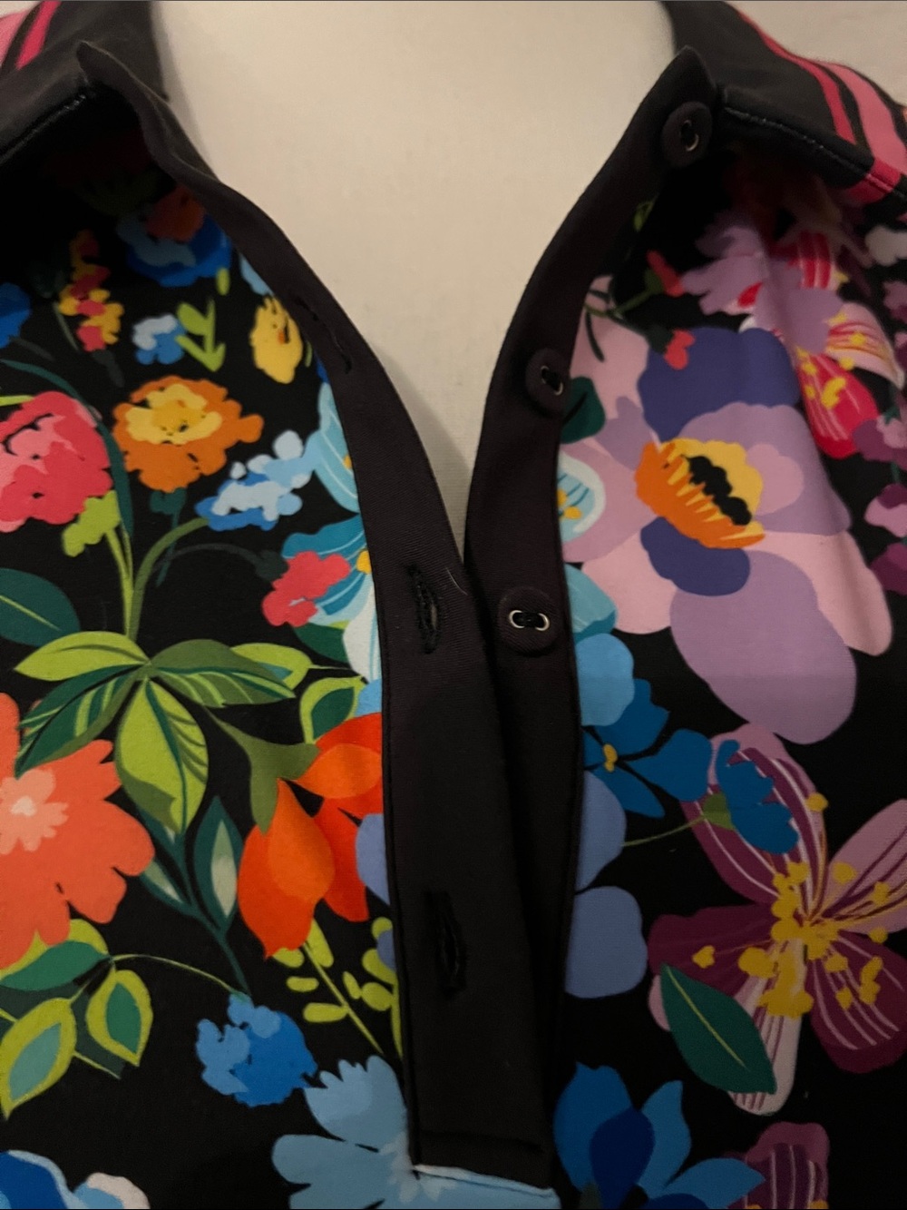 Johnny Was Active Floral Polo Shirt Dress - Black Multi - Picture 3 of 5